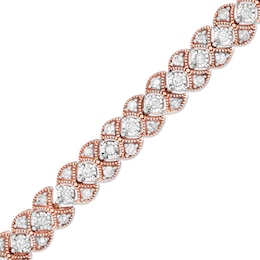 1.95 CT. T.W. Diamond Art Deco Vintage-Style Bracelet in 10K Rose Gold - 7.25"