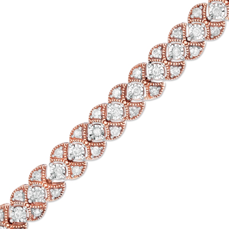 Main Image 1 of 1.95 CT. T.W. Diamond Art Deco Vintage-Style Bracelet in 10K Rose Gold - 7.25"