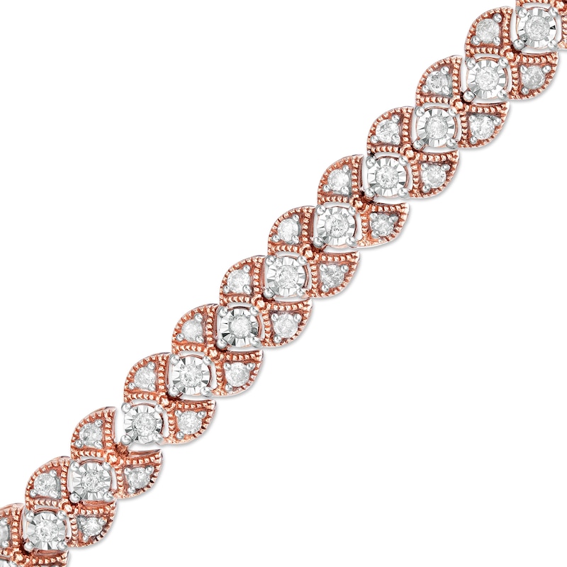 1.95 CT. T.W. Diamond Art Deco Vintage-Style Bracelet in 10K Rose Gold - 7.25"