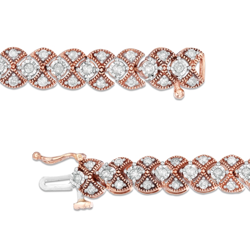 1.95 CT. T.W. Diamond Art Deco Vintage-Style Bracelet in 10K Rose Gold - 7.25"