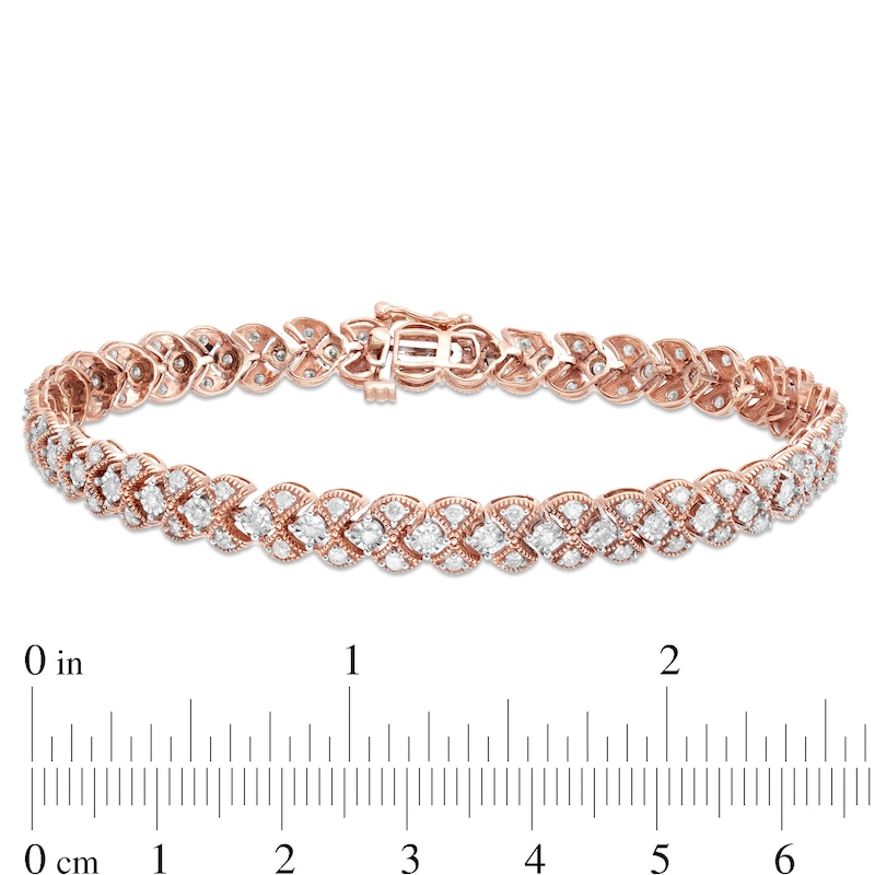 1.95 CT. T.W. Diamond Art Deco Vintage-Style Bracelet in 10K Rose Gold - 7.25"