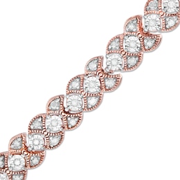 0.95 CT. T.W. Diamond Art Deco Vintage-Style Bracelet in 10K Rose Gold - 7.25&quot;
