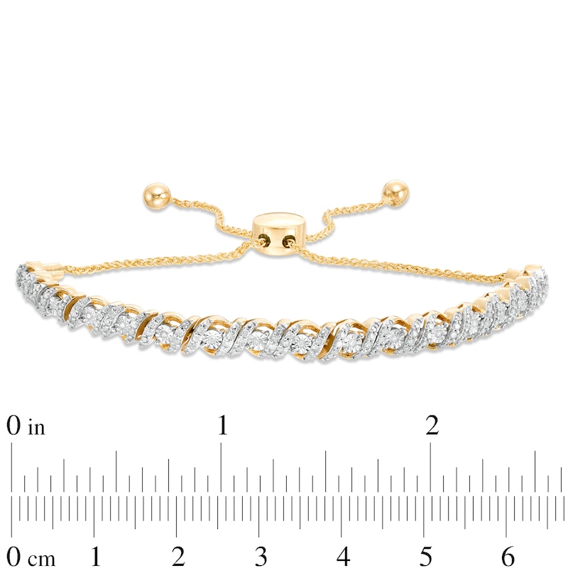 0.45 CT. T.W. Diamond Cascading Bolo Bracelet in 10K Gold - 9.5"