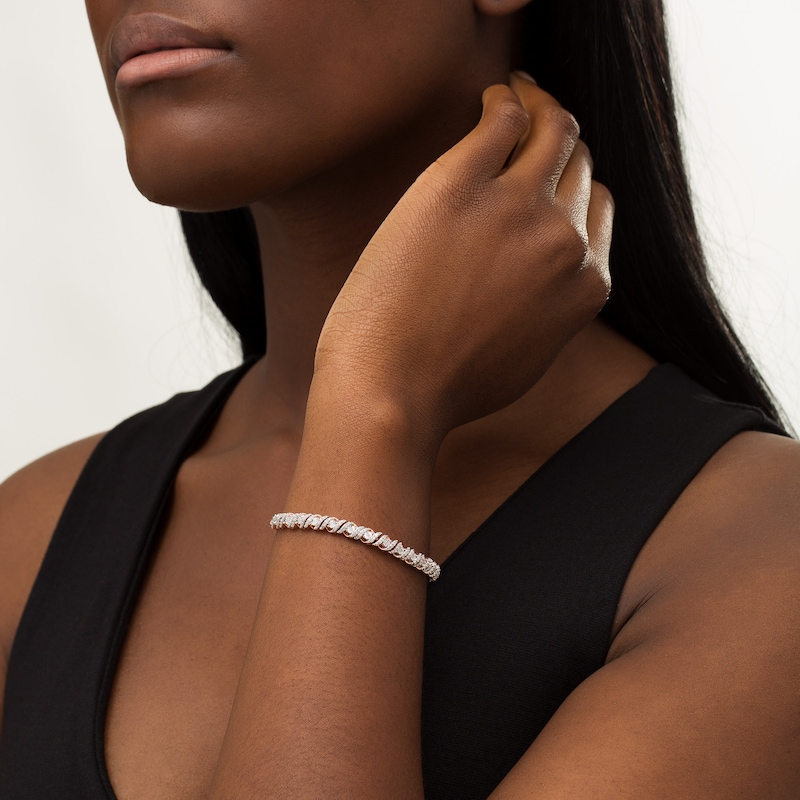 Main Image 2 of 0.45 CT. T.W. Diamond Cascading Bolo Bracelet in 10K Rose Gold - 9.5"