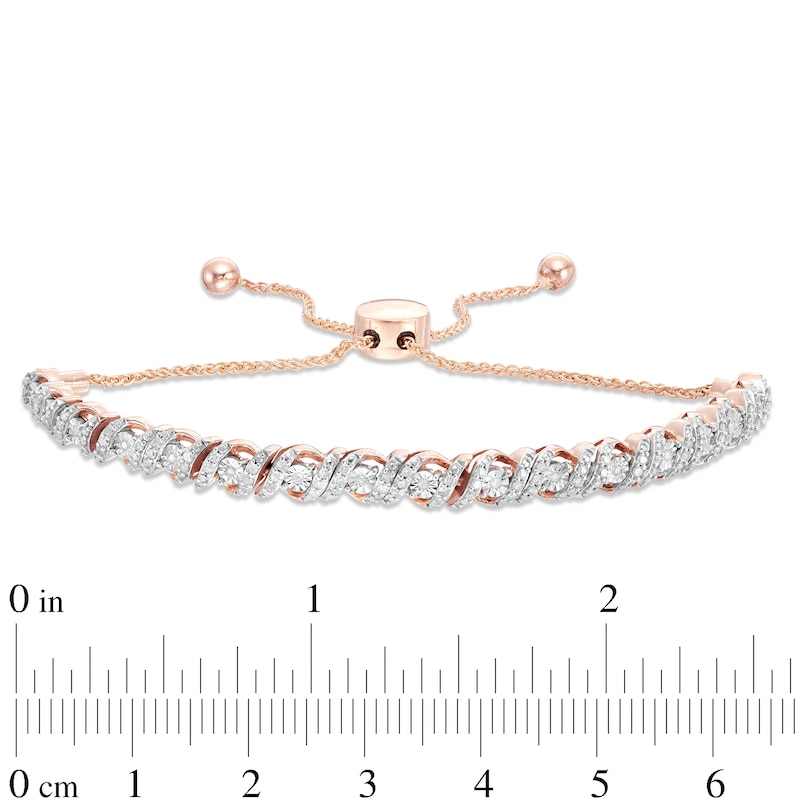 Main Image 3 of 0.45 CT. T.W. Diamond Cascading Bolo Bracelet in 10K Rose Gold - 9.5"