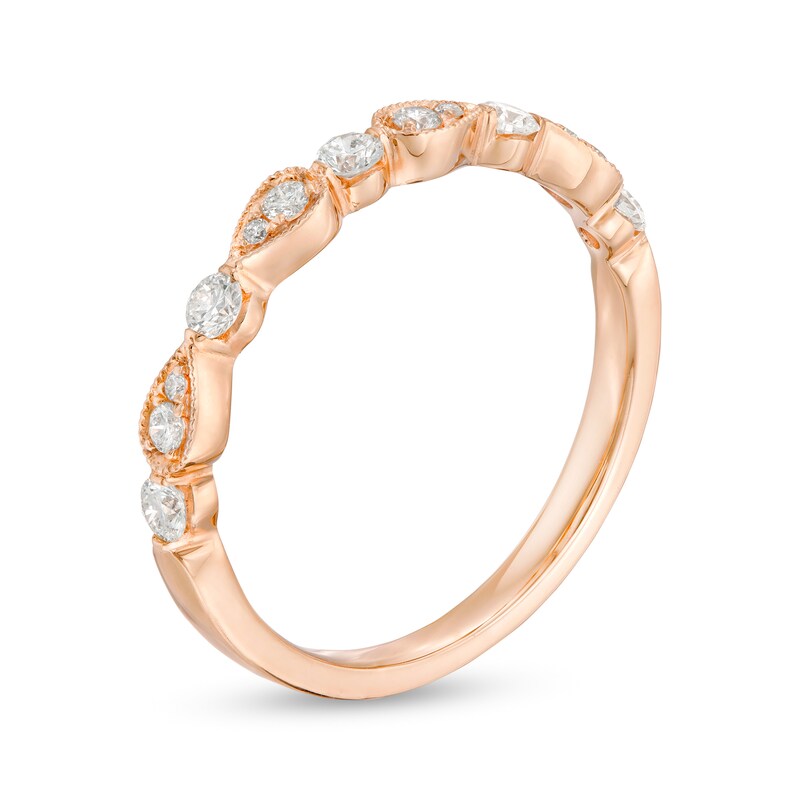 Main Image 3 of 0.30 CT. T.W. Diamond Alternating Vintage-Style Teardrops Anniversary Band in 10K Rose Gold