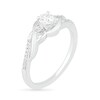 Thumbnail Image 2 of 4.0mm Lab-Created White Sapphire and 0.04 CT. T.W. Diamond Bypass Twist Shank Ring in Sterling Silver