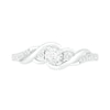 Thumbnail Image 3 of 4.0mm Lab-Created White Sapphire and 0.04 CT. T.W. Diamond Bypass Twist Shank Ring in Sterling Silver