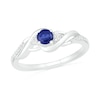 Thumbnail Image 1 of 4.0mm Lab-Created Blue Sapphire and 0.04 CT. T.W. Diamond Bypass Twist Shank Ring in Sterling Silver