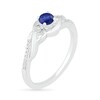 Thumbnail Image 2 of 4.0mm Lab-Created Blue Sapphire and 0.04 CT. T.W. Diamond Bypass Twist Shank Ring in Sterling Silver