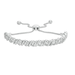 0.95 CT. T.W. Diamond Cascading Bolo Bracelet in 10K White Gold - 9.5"