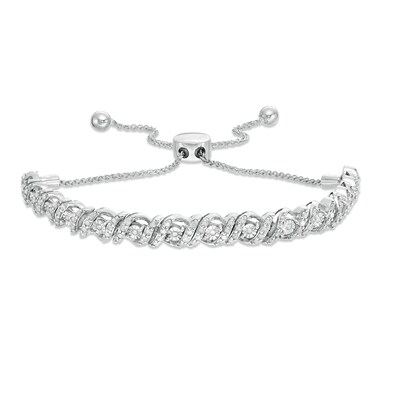 0.95 CT. T.W. Diamond Cascading Bolo Bracelet in 10K Gold