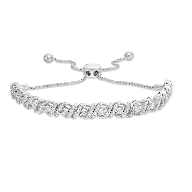 0.95 CT. T.W. Diamond Cascading Bolo Bracelet in 10K Gold