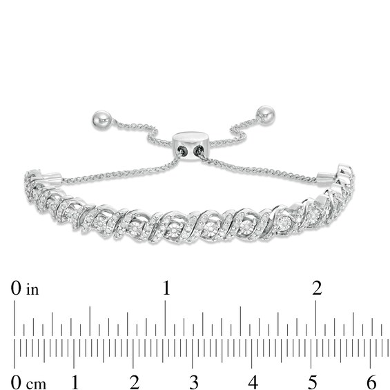 0.95 CT. T.W. Diamond Cascading Bolo Bracelet in 10K Gold