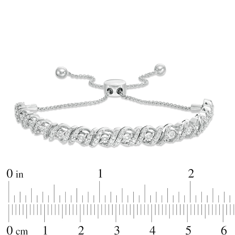 0.95 CT. T.W. Diamond Cascading Bolo Bracelet in 10K Gold