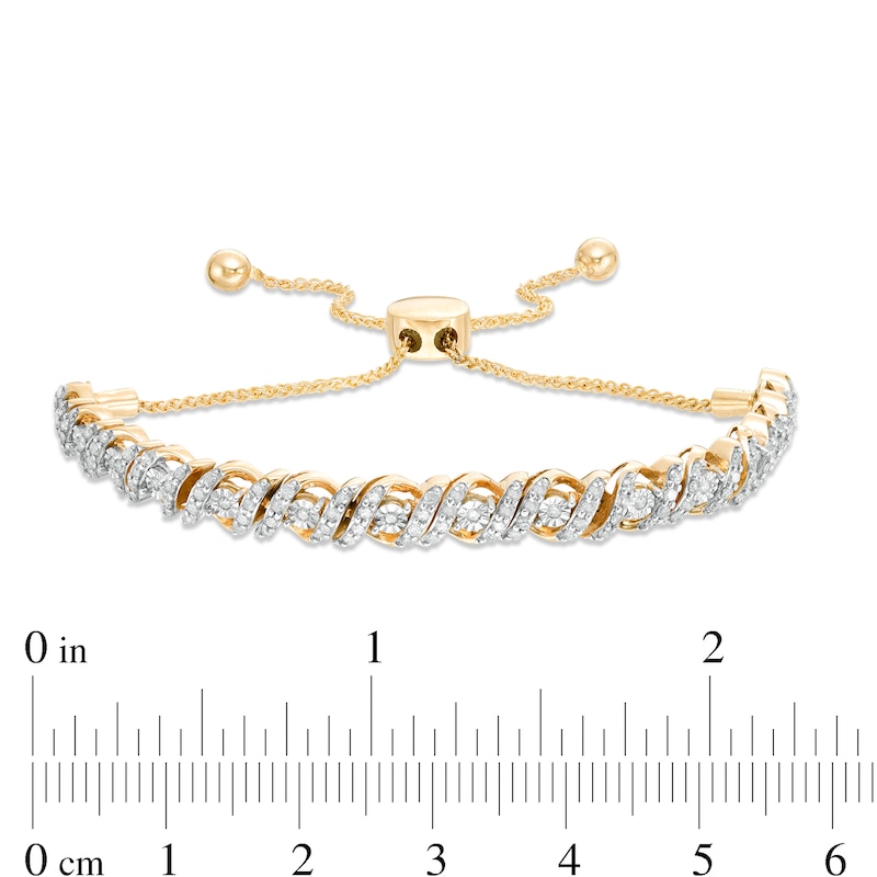 Main Image 3 of 0.95 CT. T.W. Diamond Cascading Bolo Bracelet in 10K Gold - 9.5"