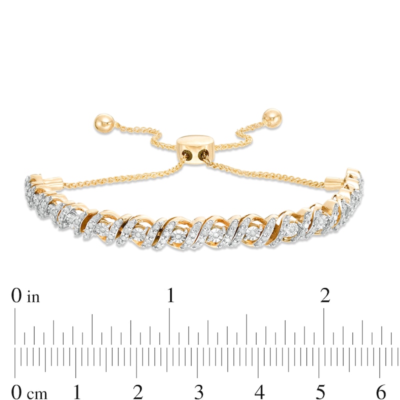 0.95 CT. T.W. Diamond Cascading Bolo Bracelet in 10K Gold - 9.5"