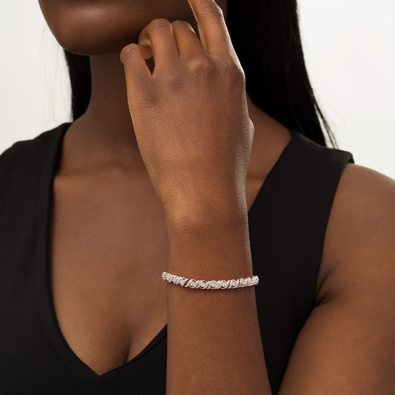 Main Image 2 of 0.95 CT. T.W. Diamond Cascading Bolo Bracelet in 10K Rose Gold - 9.5"