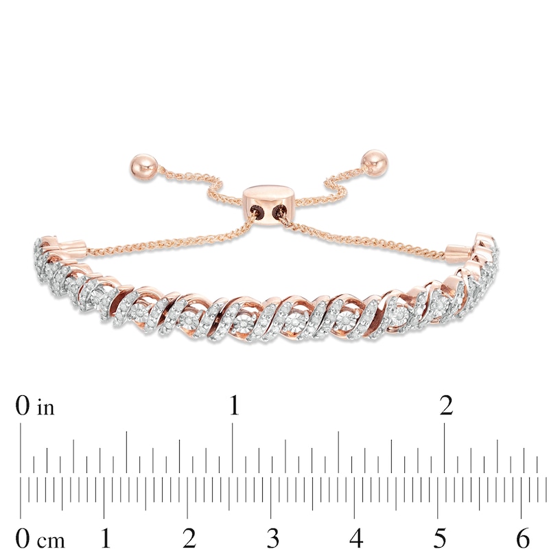 Main Image 3 of 0.95 CT. T.W. Diamond Cascading Bolo Bracelet in 10K Rose Gold - 9.5"