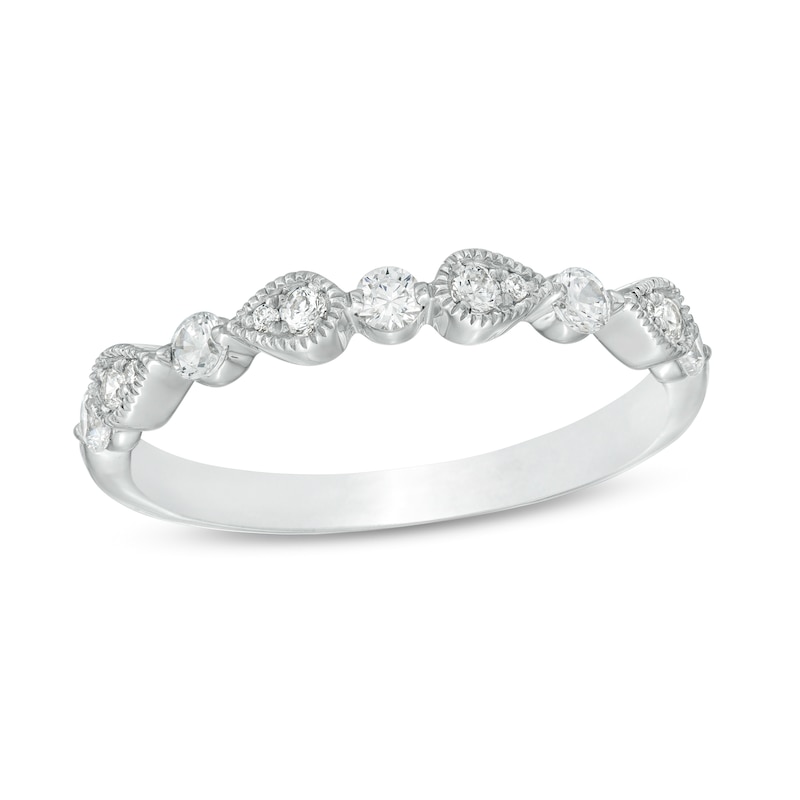 Main Image 1 of 0.30 CT. T.W. Diamond Alternating Vintage-Style Teardrops Band in 10K White Gold
