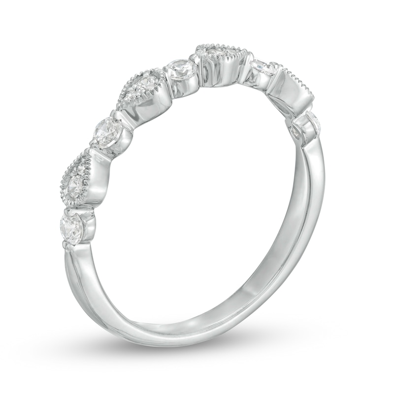 Main Image 3 of 0.30 CT. T.W. Diamond Alternating Vintage-Style Teardrops Band in 10K White Gold