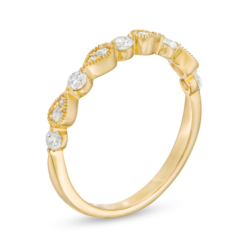 Main Image 3 of 0.30 CT. T.W. Diamond Alternating Vintage-Style Teardrops Anniversary Band in 10K Gold