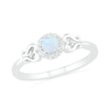 Thumbnail Image 0 of 4.0mm Lab-Created Opal and 0.04 CT. T.W. Diamond Frame Filigree Heart-Sides Ring in Sterling Silver