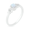 Thumbnail Image 1 of 4.0mm Lab-Created Opal and 0.04 CT. T.W. Diamond Frame Filigree Heart-Sides Ring in Sterling Silver