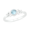Thumbnail Image 1 of 4.0mm Aquamarine and 0.04 CT. T.W. Diamond Frame Filigree Heart-Sides Ring in Sterling Silver