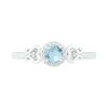 Thumbnail Image 3 of 4.0mm Aquamarine and 0.04 CT. T.W. Diamond Frame Filigree Heart-Sides Ring in Sterling Silver