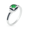 Thumbnail Image 2 of 4.0mm Lab-Created Emerald and 0.04 CT. T.W. Black Diamond Cushion Frame Vintage-Style Ring in Sterling Silver