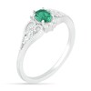 Thumbnail Image 1 of Oval Lab-Created Emerald and White Sapphire Border Filigree Heart Split Shank Vintage-Style Ring in Sterling Silver