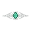 Thumbnail Image 3 of Oval Lab-Created Emerald and White Sapphire Border Filigree Heart Split Shank Vintage-Style Ring in Sterling Silver