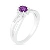 Thumbnail Image 2 of Oval Amethyst and Lab-Created White Sapphire Starburst Frame Crossover Split Shank Ring in Sterling Silver