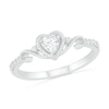Thumbnail Image 1 of 4.0mm Heart-Shaped Lab-Created White Sapphire Bead Frame Scrollwork Tapered Shank Vintage-Style Ring in Sterling Silver