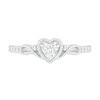 Thumbnail Image 3 of 4.0mm Heart-Shaped Lab-Created White Sapphire Bead Frame Scrollwork Tapered Shank Vintage-Style Ring in Sterling Silver