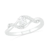 Thumbnail Image 0 of 4.0mm Cushion-Cut Lab-Created White Sapphire Bypass Twist Shank Ring in Sterling Silver