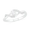 Thumbnail Image 1 of 4.0mm Cushion-Cut Lab-Created White Sapphire Bypass Twist Shank Ring in Sterling Silver