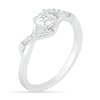 Thumbnail Image 1 of 4.0mm Cushion-Cut Lab-Created White Sapphire Bypass Twist Shank Ring in Sterling Silver