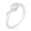 Thumbnail Image 2 of 4.0mm Cushion-Cut Lab-Created White Sapphire Bypass Twist Shank Ring in Sterling Silver