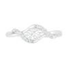 Thumbnail Image 2 of 4.0mm Cushion-Cut Lab-Created White Sapphire Bypass Twist Shank Ring in Sterling Silver