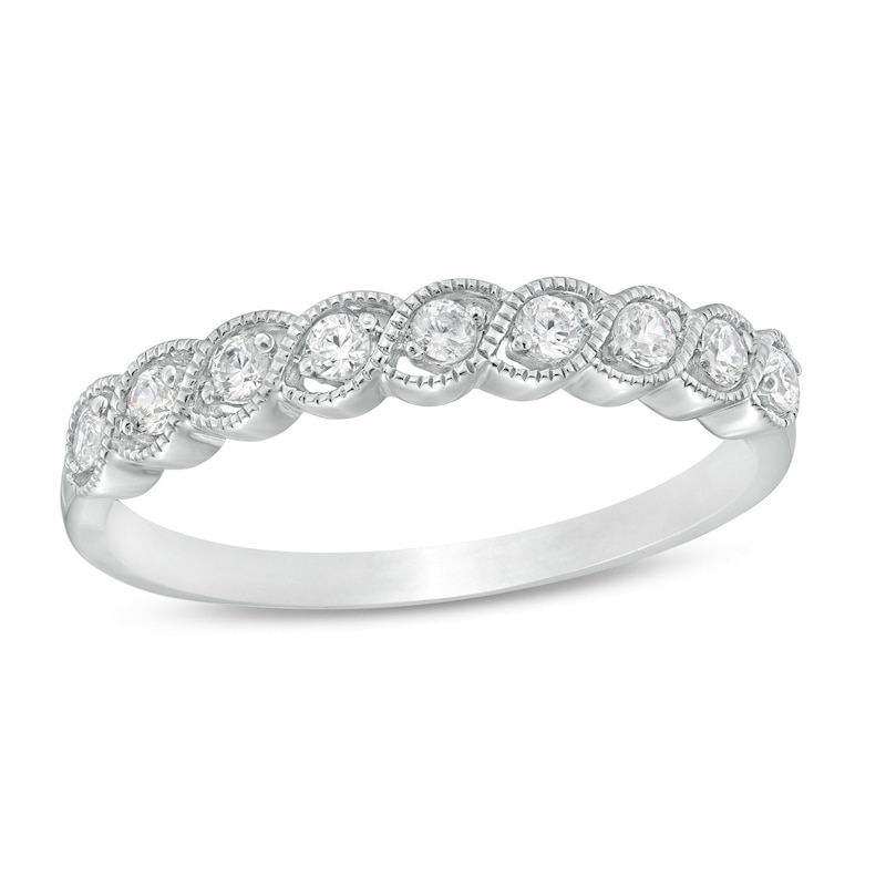 0.18 CT. T.W. Diamond Cascading Vintage-Style Anniversary Band in 10K White Gold