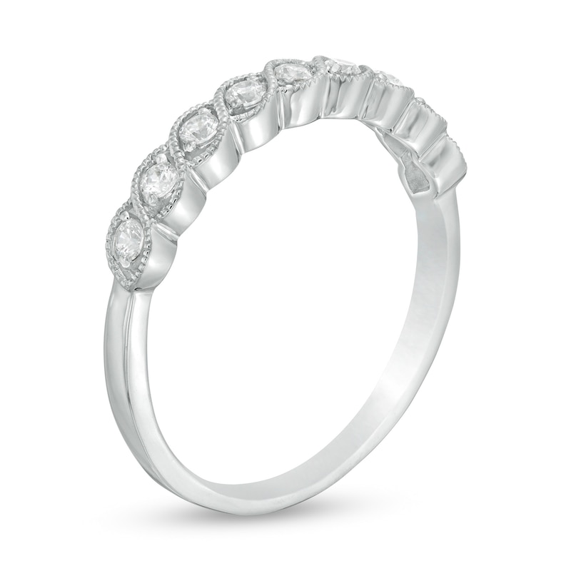 Main Image 3 of 0.18 CT. T.W. Diamond Cascading Vintage-Style Anniversary Band in 10K White Gold