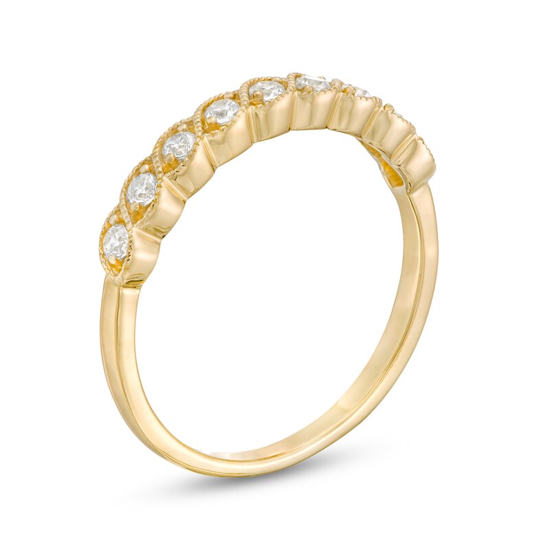 Main Image 3 of 0.18 CT. T.W. Diamond Cascading Vintage-Style Anniversary Band in 10K Gold