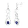 Thumbnail Image 1 of 3.1mm Lab-Created Blue Sapphire Solitaire Double Cascading Infinity Drop Earrings in Sterling Silver