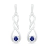 Thumbnail Image 3 of 3.1mm Lab-Created Blue Sapphire Solitaire Double Cascading Infinity Drop Earrings in Sterling Silver