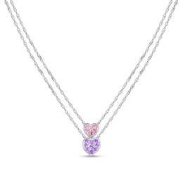 Couple's Birthstone Double Strand Hearts Pendant by ArtCarved (2 Stones)