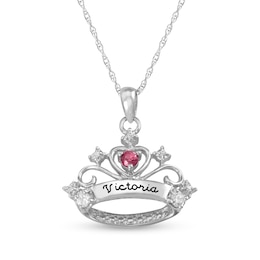 Daughter's Birthstone Crown Pendant by ArtCarved (3 Stones and 1 Line)