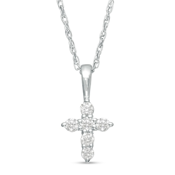 0.15 CT. T.W. Diamond Cross Pendant in 14K White Gold