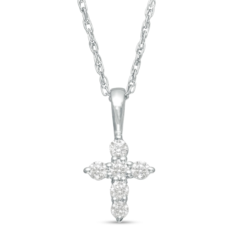 0.15 CT. T.W. Diamond Cross Pendant in 14K White Gold